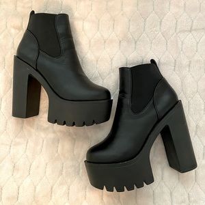 Black platform ankle boots